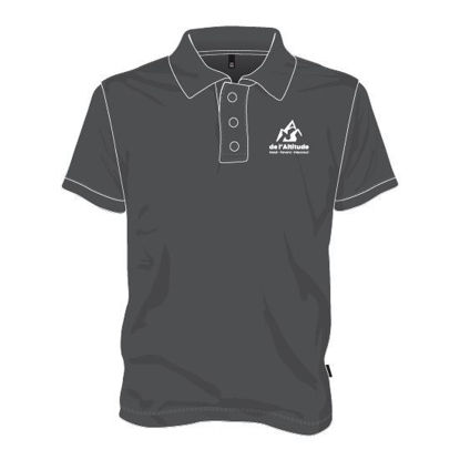 Image de Polo avec boutons (polyester / Gris foncé)
